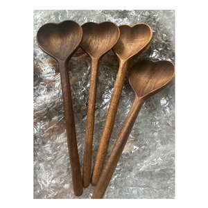 Cuchara de madera natural 100%, hecha a mano para un uso fácil, ecológica, reutilizable, de diversos tamaños y formas, ideal para la decoración de la cocina - Product Image 1