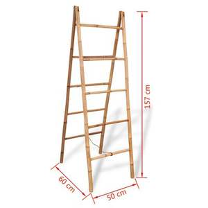 Escalera de toalla doble plegable de bambú hecha a mano vintage con 5 peldaños de bambú 50x160 cm-Toallero de bambú en el baño - Product Image 6