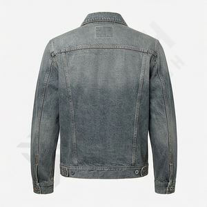 แจ็คเก็ตยีนส์ผู้ชายสไตล์คลาสสิกทรงทรัคเกอร์ ทรงเข้ารูป สวมใส่สบาย ติดกระดุม ลายคาวบอย  รับสั่งซื้อขั้นต่ำน้อย - Product Image 2