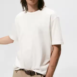 เสื้อยืดผ้าฝ้าย100% เฮฟวี่เวตสำหรับผู้ชายเสื้อแนวสตรีทไหล่หยดน้ำขนาดใหญ่มีโลโก้สีพื้นผ้าถักแบบสั่งทำ - Product Image 1