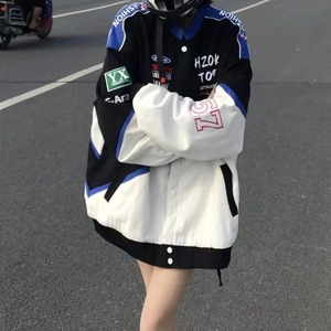 Deeptown Streetwear Racinng Veste Hommes Surdimensionné Broderie Mode Coréenne Hip Hop Couple Toile - Product Image 6