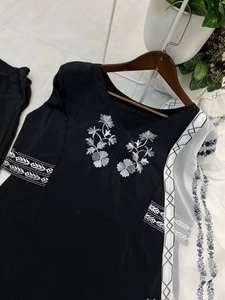 Traje Salwar Kameez Farsi de Diseñador, Muy de Moda, de Tres Piezas, con Bordado, Interior de Crepé Francés, Moderno, de Secado Rápido, para Mujer - Product Image 5