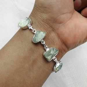 <b>925</b> <b>Sterling</b> <b>Silver</b> Women Fashion Gemstone <b>Bracelets</b> Natural Aquamarine Gemstone <b>925</b> <b>Sterling</b> <b>Silver</b> <b>Bracelets</b> <b>925</b> Fine Jewelry - Product Image 3