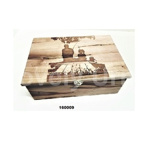 Venta caliente de madera grabada redonda caja de madera urna para cenizas humanas con bolsa de terciopelo gratis - Product Image 2