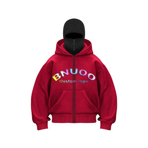Sweat à capuche à double capuche pour homme avec cagoule et fermeture éclair 100% coton Vêtements d'automne pour temps froid 2 pièces - Product Image 1