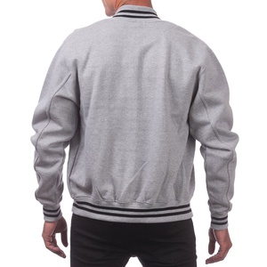 Custom Logo Front Canvas <b>Long</b> Sleeve <b>Men's</b> Fleece Varsity <b>Jacket</b> OEM Service 2026 Sale Latest Design - Product Image 5