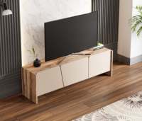 Moderno y Lujoso Mueble para TV Europa de 2 Piezas con Acabado Brillante Imitación Mármol para Sala de Estar y Uso Escolar, Fabricado en Turquía