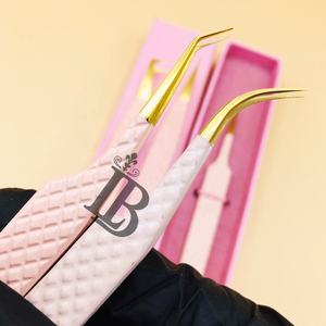 Pince à épiler tendance, boîte d'emballage personnalisée, pince à épiler pour extensions de cils, pointe en fibre de vison, pince à épiler pour cils, faible MOQ, LOGO DE MARQUE PRIVÉE - Product Image 1