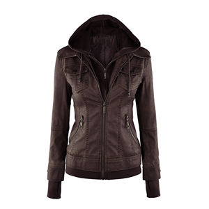 Veste de moto en cuir PU de haute qualité Style décontracté d'hiver avec col montant imperméable et coupe-vent - Product Image 1