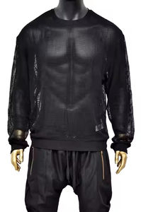 เสื้อยืดตาข่ายโพลีเอสเตอร์สำหรับผู้ชายเสื้อกีฬาผ้าฝ้าย100% บ็อกซี่ใส่ทรงหลวมเสื้อยืดตาข่าย - Product Image 3