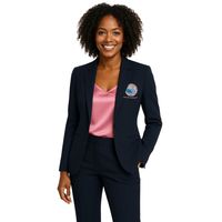 Blazer Femme Personnalisé Bleu Marine à Bouton Unique Élégant Décontracté Tricoté avec Cristaux Logo Personnalisé Col Cranté Taille Unique