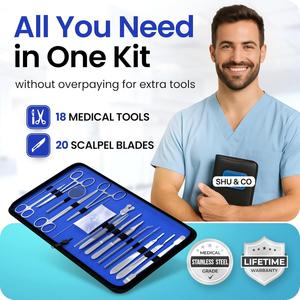 Kit de dissection Core Flex avancé pour étudiants 38 pièces en acier inoxydable lames de manche de scalpel ciseaux biologie anatomie laboratoire ensemble par Shu & Co - Product Image 2