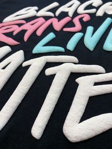 เสื้อยืดคอกลมสำหรับผู้หญิงผ้าคอตตอนพิมพ์ลายพัฟผ้าฝ้าย100% สีดำ160gsm 180gsm เป็นมิตรกับสิ่งแวดล้อม - Product Image 2