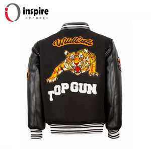 Chaqueta Bomber Personalizada OEM Ecológica con Bordado Chenille de Lana/Poliéster, Cuello Alto y Mangas Largas para Hombre - Product Image 4