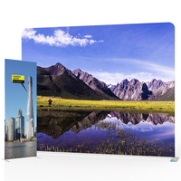 Curva recta de 10 pies, Rollo personalizado, telón de fondo emergente, publicidad de pared, feria comercial, cabina de exposición, pantallas de tela de tensión elástica