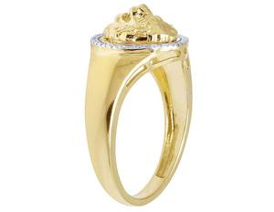 Bague pour homme Lion Face en or jaune 10 carats diamants cultivés en laboratoire pour bijoux Hip Hop de luxe audacieux et vêtements de déclaration - Product Image 3