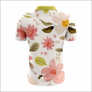 Vente en gros de polo de golf pour hommes à séchage rapide décontracté en polyester athlétique design floral personnalisé maillot respirant ajusté athlétique - Product Image 3