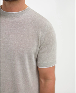 Camiseta de manga corta de lino de verano para hombre, Camiseta holgada de media manga de lino de algodón con Base de Color sólido, camiseta de moda - Product Image 2