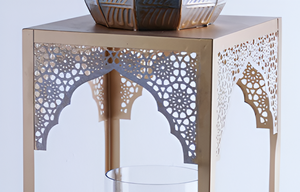 Linterna de vela marroquí con cúpula metálica decorativa de color azul y dorado al por mayor para decoraciones domésticas de Ramadán y Eid - Product Image 2