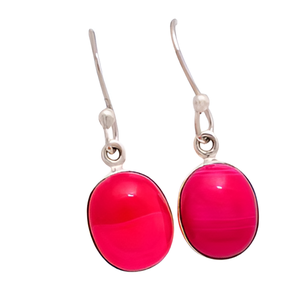 Cabochon Pink Lace Agate Oval Gemstone 925 Sterling <b>Silver</b> Dangle <b>Earrings</b> <b>Silver</b> Plated Fashionable <b>Earring</b> for <b>Women</b>. - Product Image 6