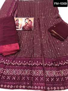 Robe Kurti en tissu pur chinon pour femmes coupée avec un design complexe vêtements traditionnels indiens et pakistanais pour femmes - Product Image 5