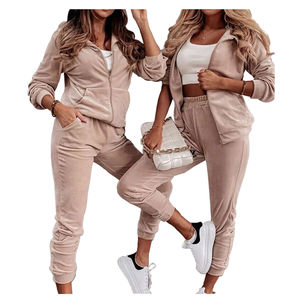 Nuevo Conjunto Deportivo de Terciopelo para Mujer, Elegante, Invernal, Color Sólido, Traje Completo de 2 Piezas para Correr, Gimnasio, Entrenamiento, Calle - Product Image 2