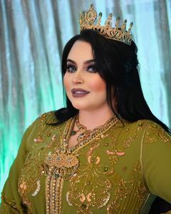 คาฟตันของโมร็อกโกประดับด้วยมือสีมะกอกลูกปัดผ้าไหมปักด้วยมือสีทองประดับคริสตัลแบบดั้งเดิมเครื่องประดับเสื้อผ้ามุสลิม - Product Image 6