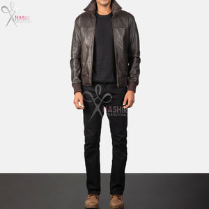 Chaqueta Bomber de Cuero Marrón para Hombre, Cuero Genuino Premium, Estilo Clásico de Piloto, Cierre de Cremallera, Ropa de Calle Informal, Prenda Exterior de Lona al por Mayor - Product Image 2
