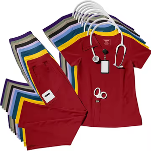 Alta calidad Unisex con cuello en V Hospital & Beauty Salon Scrubs Set Moda Uniformes médicos Impreso Enfermera & Doctor Scrub Trajes - Product Image 2
