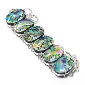 Pulsera de piedras preciosas de concha de abulón, Plata de Ley 925, pulsera hecha a mano, regalos únicos, joyería de uso diario, regalo de cumpleaños F - Product Image 4