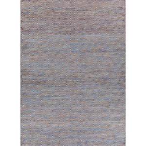 พรมจาไพร์ US Abrash สีน้ำเงิน ลายเรียบ ทอจากขนสัตว์และใยวิสโคส ลายเรขาคณิต รุ่น ADWV-13047 สำหรับใช้ในบ้าน - Product Image 1