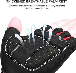 Venta al por mayor Unisex medio dedo guantes de ciclismo logotipo personalizado deportes al aire libre ejercicio guantes de cuero para bicicleta carreras y uso en el gimnasio - Product Image 2