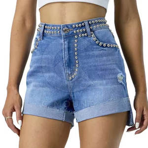 Nouveau Style Custom Made Femmes Strass Shorts Couleur Unie Made In Pakistan Femmes Strass Shorts - Product Image 1