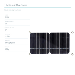แผงโซลาร์เซลล์แบบยืดหยุ่นชนิดโมโนคริสตัลไลน์ 6V 6W สำหรับการชาร์จแบบพกพาสำหรับใช้งานกลางแจ้ง - Product Image 3