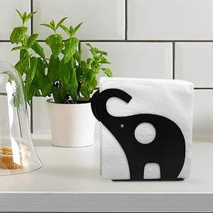 Elegante soporte de papel tisú de acero inoxidable negro mate diseño de elefante impermeable para decoración de bodas y uso de mesa - Product Image 1