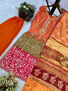 ใหม่ที่กำลังจะมาถึง3ชิ้นพร้อมสวมใส่พิมพ์ลายแฟนซี salwar kameez ผ้าไหมหนักพร้อมด้วยพลาซโซและ dupatta สำหรับปาร์ตี้ - Product Image 6