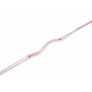 925 Sterling <b>Silver</b> S Model Waterway Chain <b>Bracelet</b> with Pink and White Stones Fashion <b>Charm</b> <b>Bracelets</b> - Product Image 3