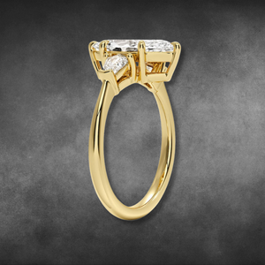 แหวนเพชร 14KT 18KT ทองคำขาว ทรงมาร์คีส์ เพชรเลี้ยงในห้องปฏิบัติการ แหวนสามเม็ด ประดับเพชรทรงโล่ สำหรับผู้หญิง แหวนหมั้น เครื่องประดับชั้นดี - Product Image 2