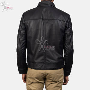 Veste en cuir PU noir unisexe, style classique zippé, style motard, streetwear, vêtements de mode en toile, prix de gros - Product Image 5