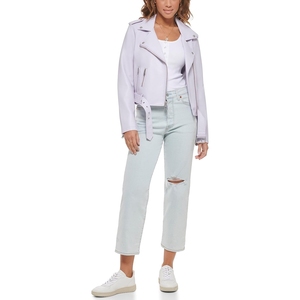 Veste à col rabattu en cuir de mouton véritable pour femmes de Style de rue Design personnalisé durable avec fermeture éclair hiver court - Product Image 6