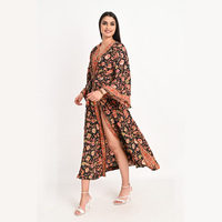 Nouvelle robe kimono bohème en soie artificielle de style bohème, robe enveloppe en sari recyclé indien