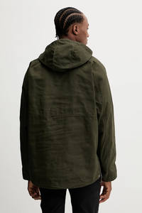 Veste de sport pour homme grande taille, automne, personnalisée, à capuche, couleur unie, décontractée, coupe-vent, chaude, rembourrée, en toile fine, avec fermeture éclair - Product Image 3