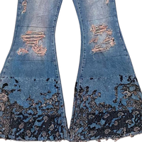 Fabricants de jeans sur mesure, jeans évasés à patchs pour hommes