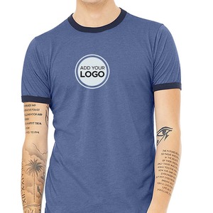 เสื้อยืดผู้ชายผ้าฝ้าย50%, ผ้าแคนวาสสี50% โพลีเอสเตอร์เสื้อยืดริงเกอร์แขนสั้น - Product Image 1