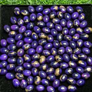 AAA + tamaño personalizado de alta calidad 6X8MM ovalado Natural púrpura cobre Kingman turquesa cabujón piedra preciosa de cuarzo suelta para joyería - Product Image 3