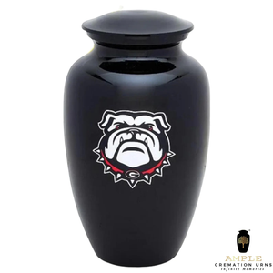 Urne commémorative en aluminium fabriquée à la main Urnes de crémation imprimées de visage de chien noir Grandes options de souvenir avec revêtement Meena - Product Image 2