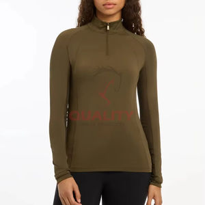 Venta al por mayor de tela técnica de gestión de la humedad de primera calidad construcción sin costuras capa base flexible Mujeres capa base de equitación - Product Image 1