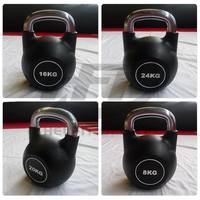Komersial Gym logo khusus tersedia 8 10 12 16 18 20 24 28 32kg PU warna kompetisi Kettlebell