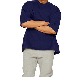 Haute qualité Fitness hommes surdimensionné printemps Sports et loisirs course t-shirt ample couleur unie coton T-shirt pour hommes - Product Image 6