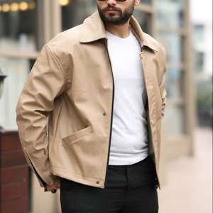 Abrigo Impermeable con Cremallera para Hombre, Estilo Informal, con Cuello de Pana, Manga Larga, Relleno de Plumón de Ganso Gris, Tejido Cálido - Product Image 2